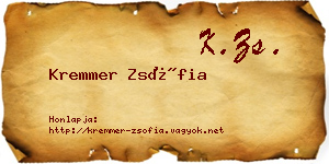 Kremmer Zsófia névjegykártya